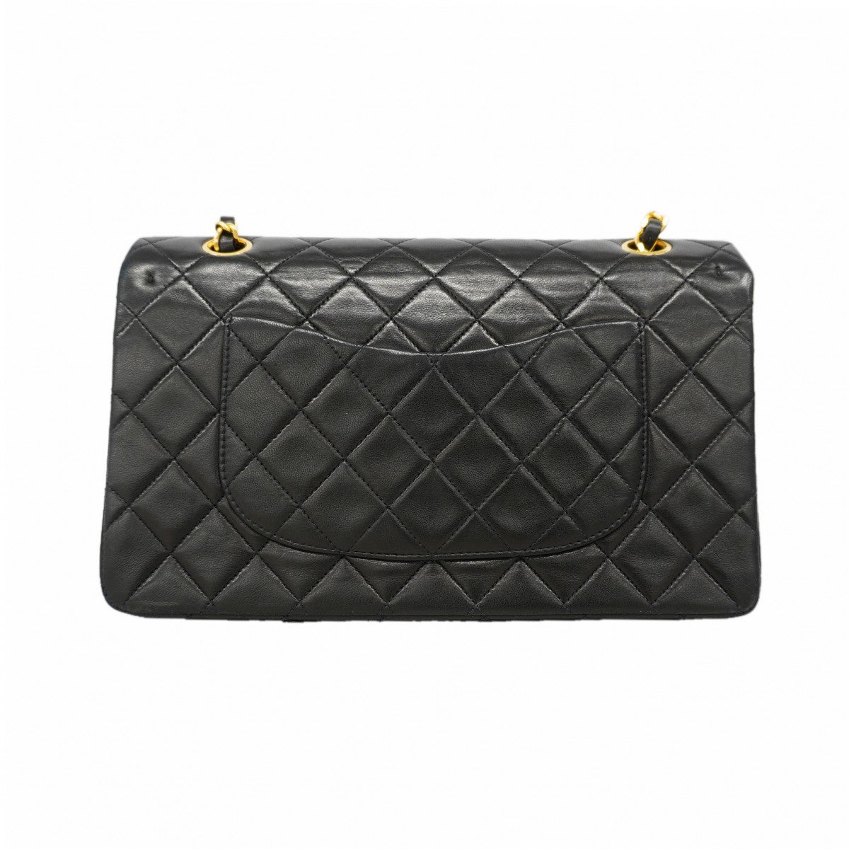 【6gd5187】シャネル ショルダーバッグ マトラッセ Wフラップ Wチェーン ラムスキン ブラック ゴールド金具【中古】レディース