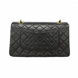 【6gd5187】シャネル ショルダーバッグ マトラッセ Wフラップ Wチェーン ラムスキン ブラック ゴールド金具【中古】レディース