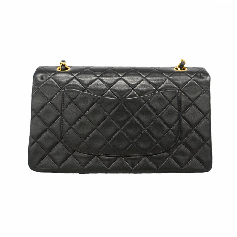 【6gd5187】シャネル ショルダーバッグ マトラッセ Wフラップ Wチェーン ラムスキン ブラック ゴールド金具【中古】レディース