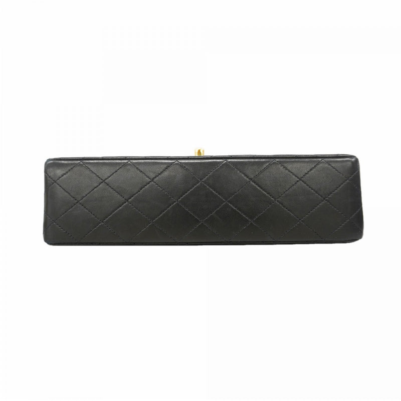 【6gd5187】シャネル ショルダーバッグ マトラッセ Wフラップ Wチェーン ラムスキン ブラック ゴールド金具【中古】レディース