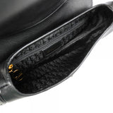 【6gd5192】クリスチャンディオール ハンドバッグ サドル レザー ブラック ゴールド金具【中古】レディース