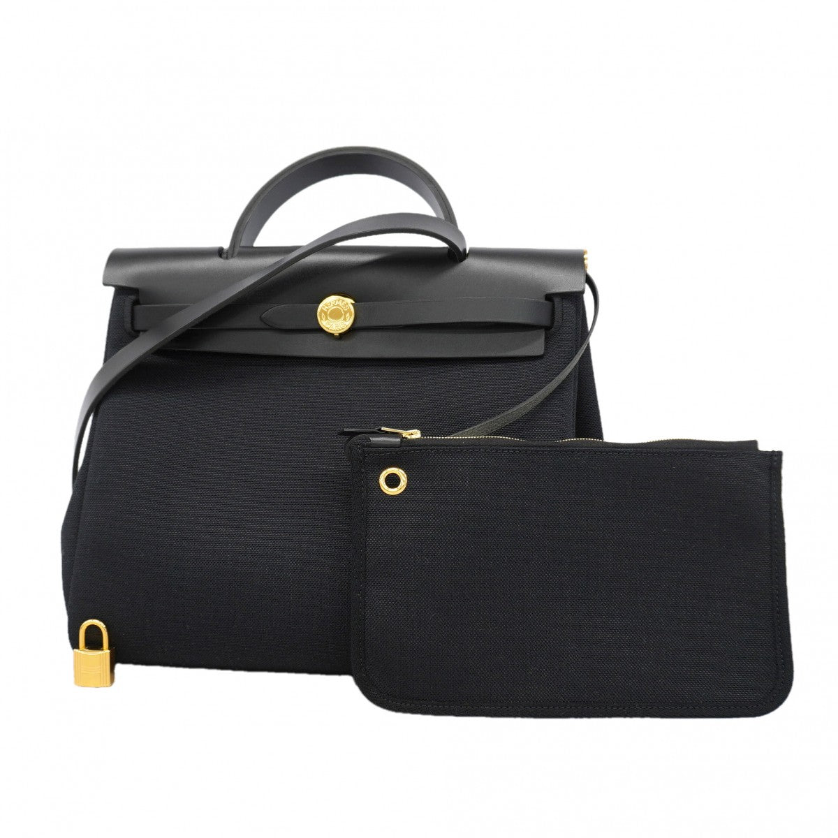 【6gd5193】エルメス ハンドバッグ エールバッグジップPM トワルミリタリー ブラック ゴールド金具 Y刻印 2wayバッグ【中古】レディース