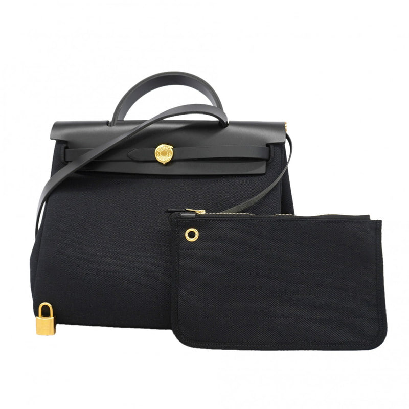 【6gd5193】エルメス ハンドバッグ エールバッグジップPM トワルミリタリー ブラック ゴールド金具 Y刻印 2wayバッグ【中古】レディース