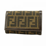 【6gd5219】フェンディ 財布 ズッカ ナイロンキャンバス ブラウン ゴールド金具【中古】レディース