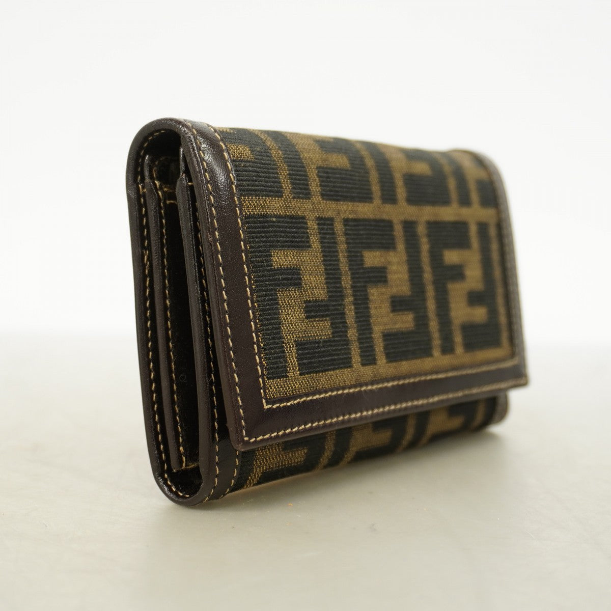 【6gd5219】フェンディ 財布 ズッカ ナイロンキャンバス ブラウン ゴールド金具【中古】レディース