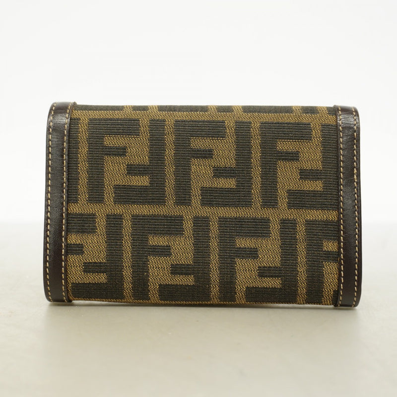 【6gd5219】フェンディ 財布 ズッカ ナイロンキャンバス ブラウン ゴールド金具【中古】レディース