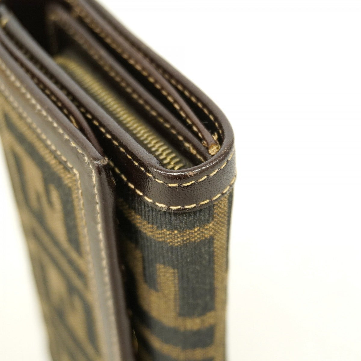 【6gd5219】フェンディ 財布 ズッカ ナイロンキャンバス ブラウン ゴールド金具【中古】レディース