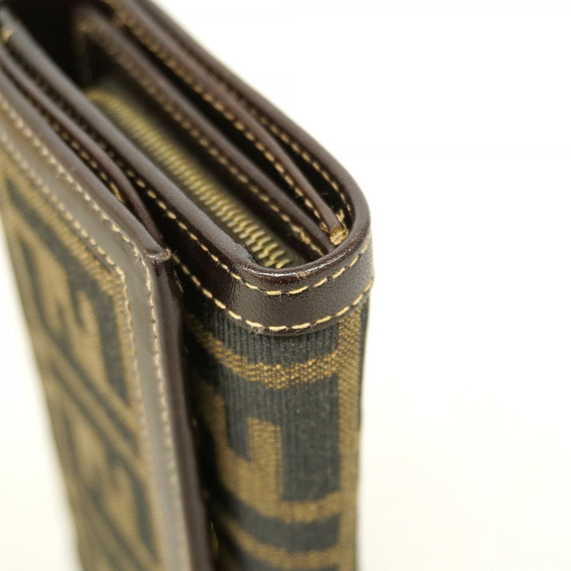 【6gd5219】フェンディ 財布 ズッカ ナイロンキャンバス ブラウン ゴールド金具【中古】レディース