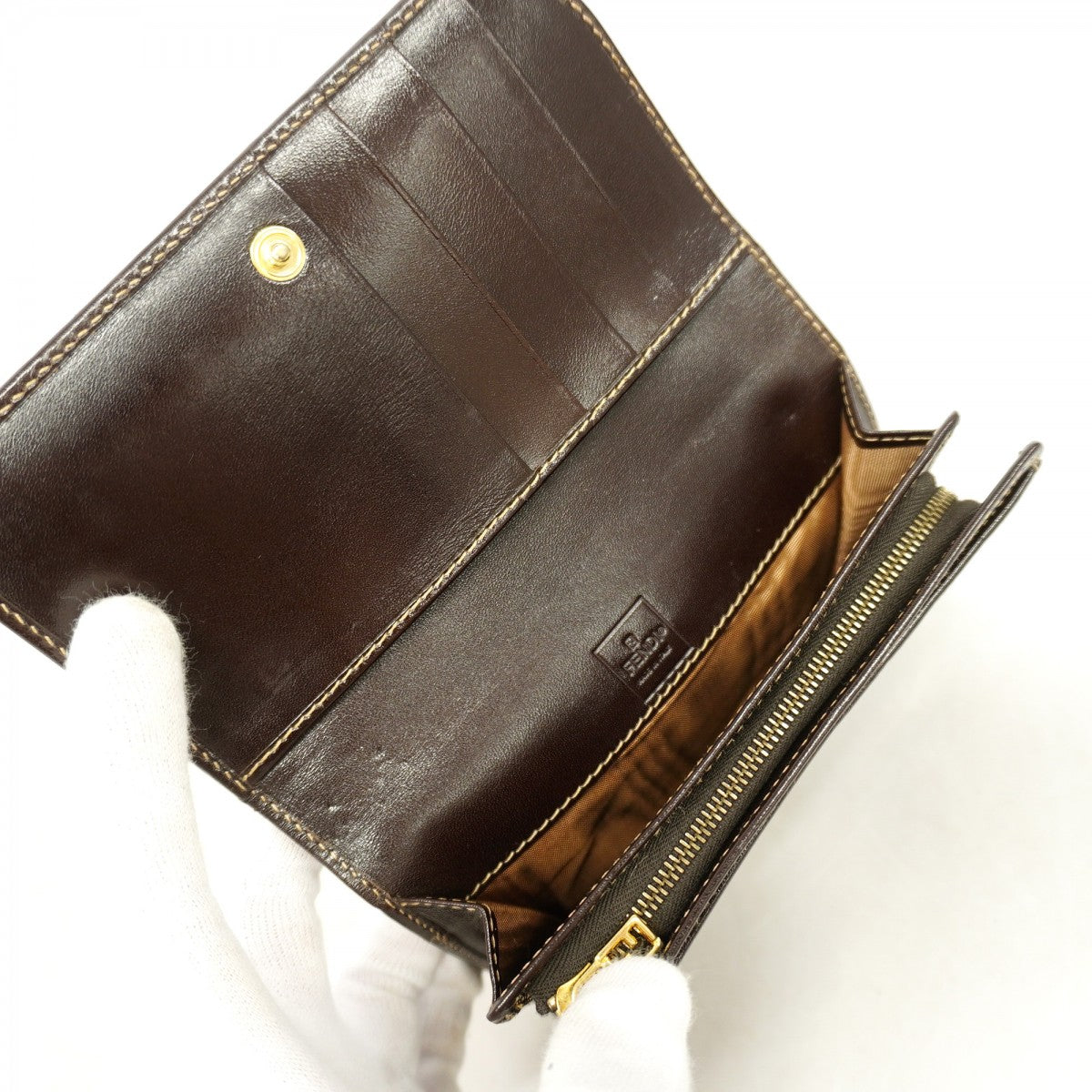 【6gd5219】フェンディ 財布 ズッカ ナイロンキャンバス ブラウン ゴールド金具【中古】レディース