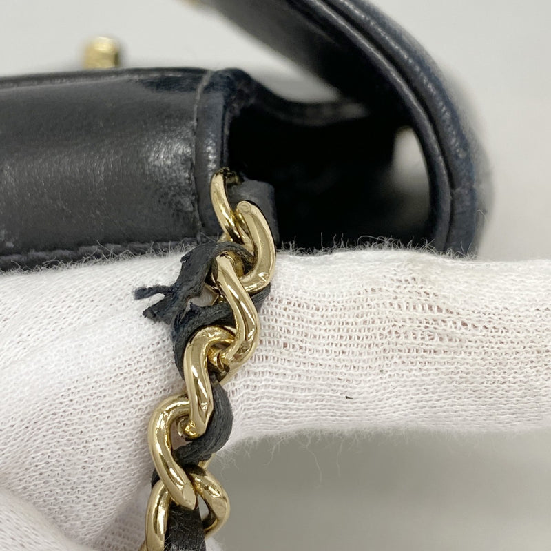 【6gd5224】シャネル ショルダーバッグ チョコバー チェーンショルダー ラムスキン ブラック ゴールド金具【中古】レディース