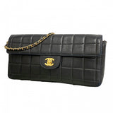 【6gd5224】シャネル ショルダーバッグ チョコバー チェーンショルダー ラムスキン ブラック ゴールド金具【中古】レディース