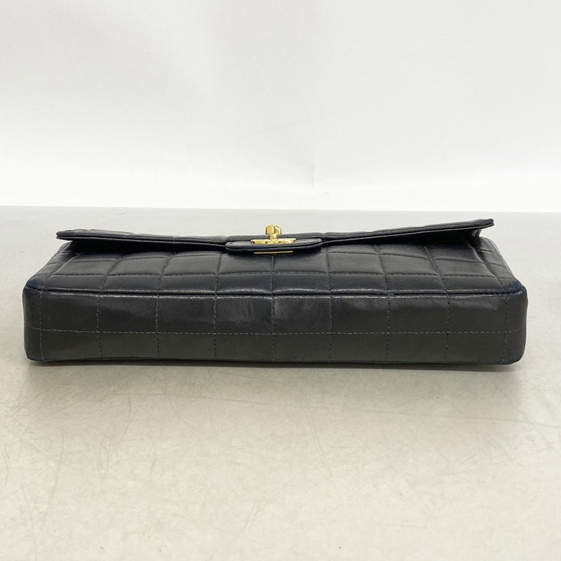 【6gd5224】シャネル ショルダーバッグ チョコバー チェーンショルダー ラムスキン ブラック ゴールド金具【中古】レディース
