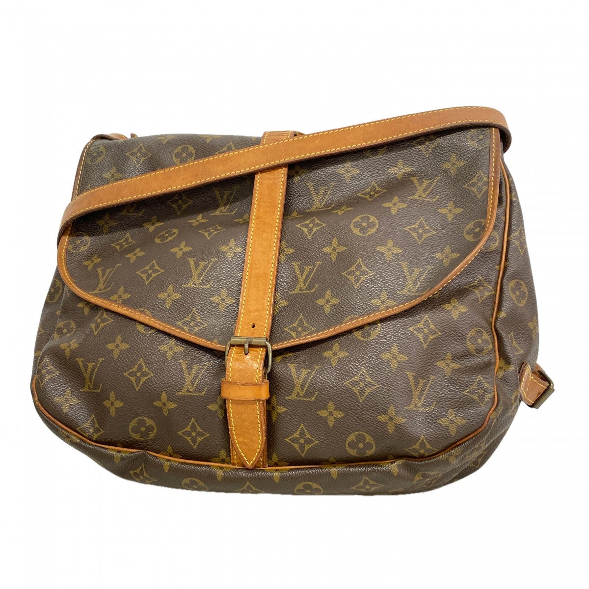 【6gd5248】ルイヴィトン ショルダーバッグ モノグラム ソミュール35 M42254 ブラウン【中古】レディース