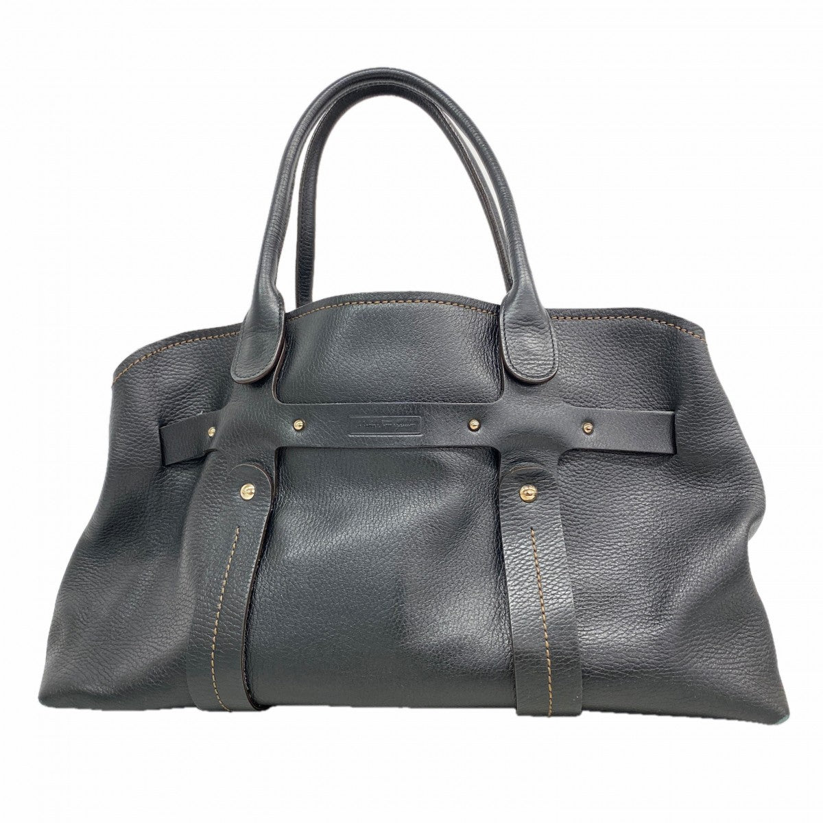 【6gd5270】サルヴァトーレフェラガモ トートバッグ レザー ブラック ゴールド/シルバー金具【中古】レディース