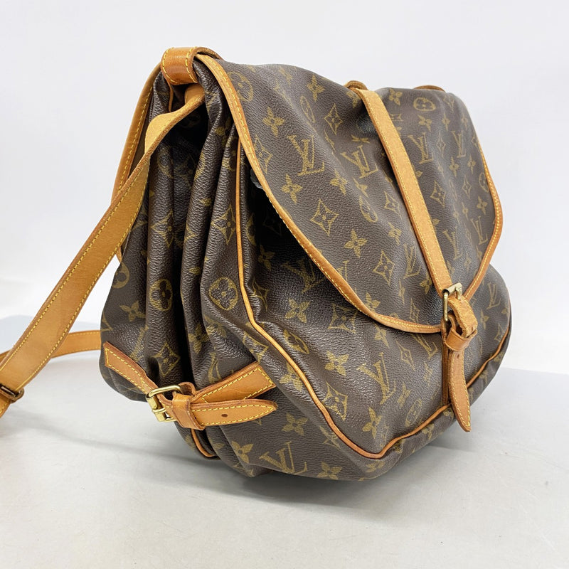 【6gd5273】ルイヴィトン ショルダーバッグ モノグラム ソミュール35 M42254 ブラウン【中古】レディース