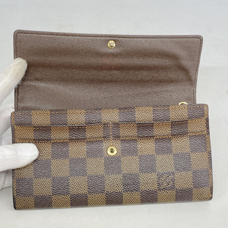 【6gd5284】ルイヴィトン 長財布 ダミエ ポルトフォイユサラ N61734 エベヌ【中古】レディース