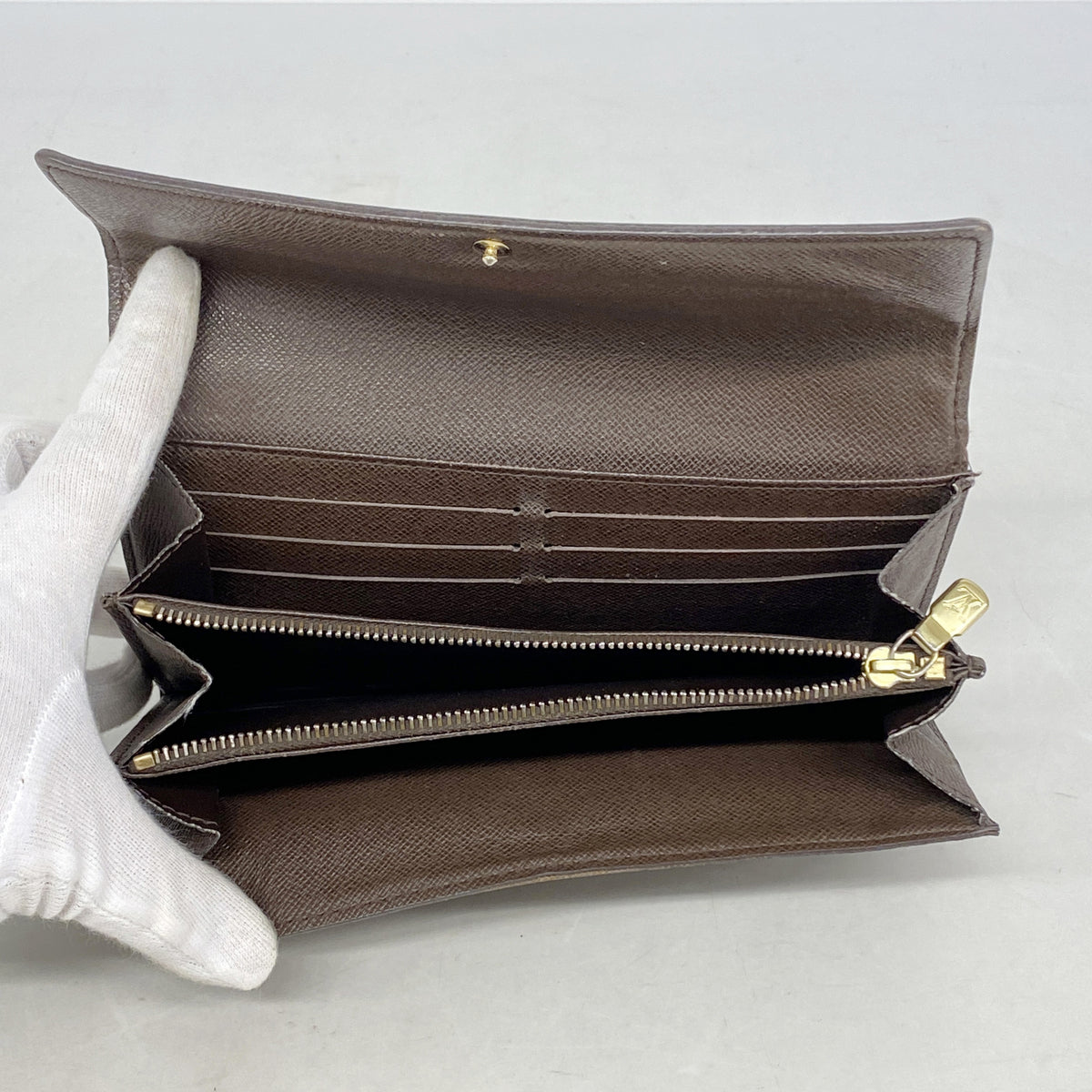【6gd5284】ルイヴィトン 長財布 ダミエ ポルトフォイユサラ N61734 エベヌ【中古】レディース