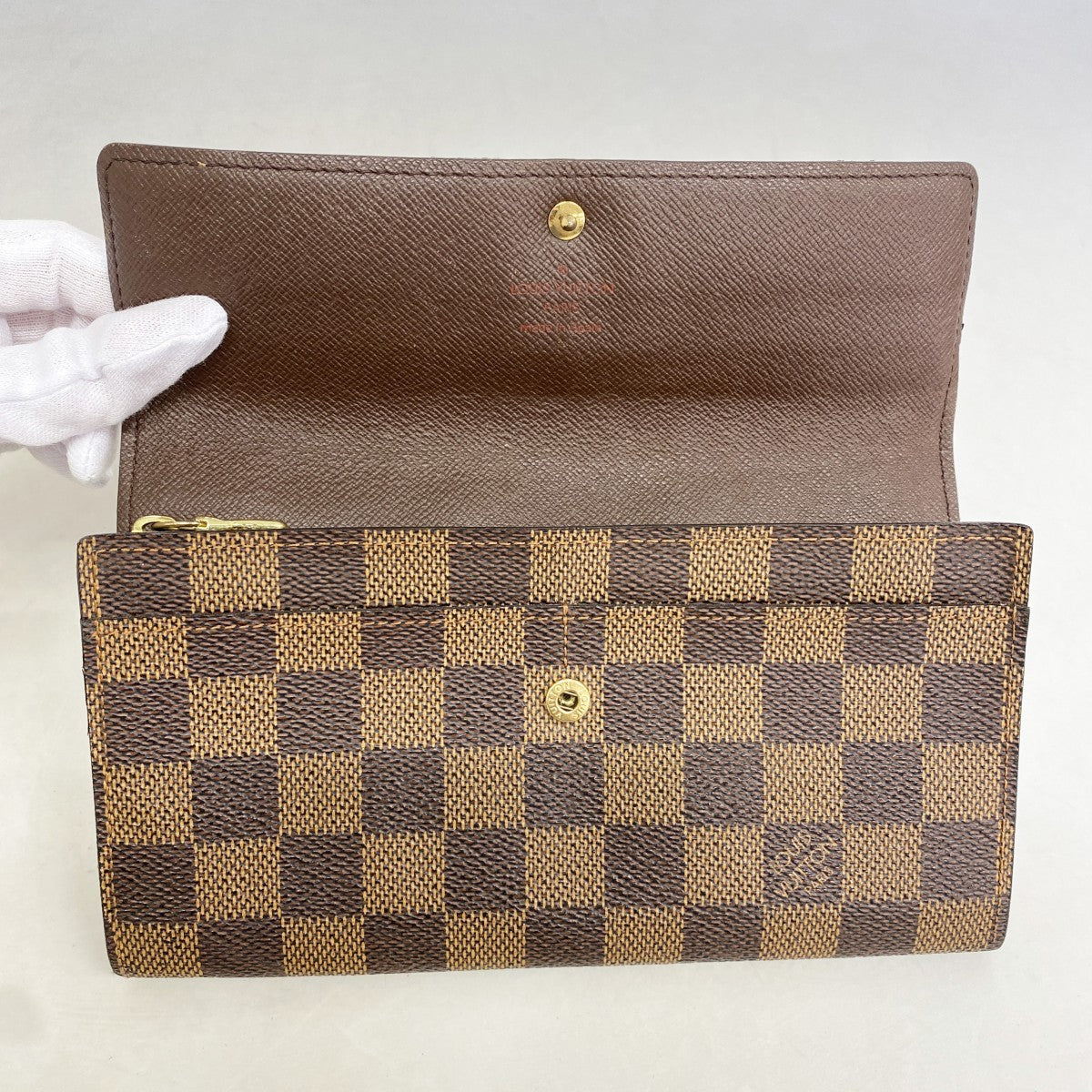 【6gd5293】ルイヴィトン 長財布 ダミエ ポルトモネクレディ N61725 エベヌ【中古】レディース