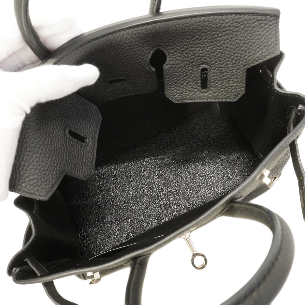 【6gd5305-g】エルメス ハンドバッグ バーキン25 トゴ ブラック シルバー金具 Y刻印【中古】レディース