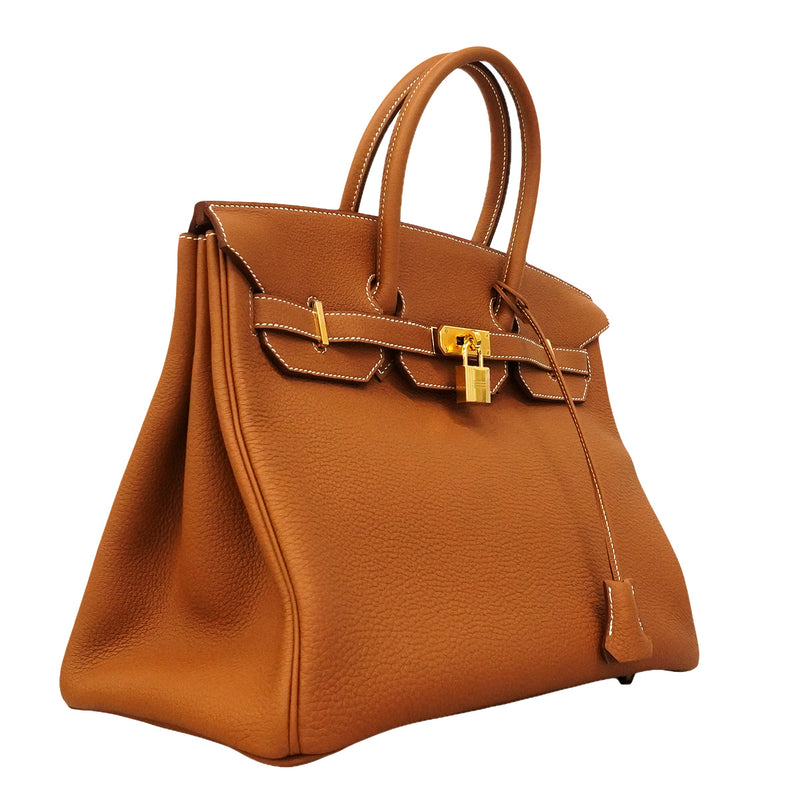 【6gd5306-g】エルメス ハンドバッグ バーキン35 トゴ ゴールド ゴールド金具 K刻印【中古】レディース
