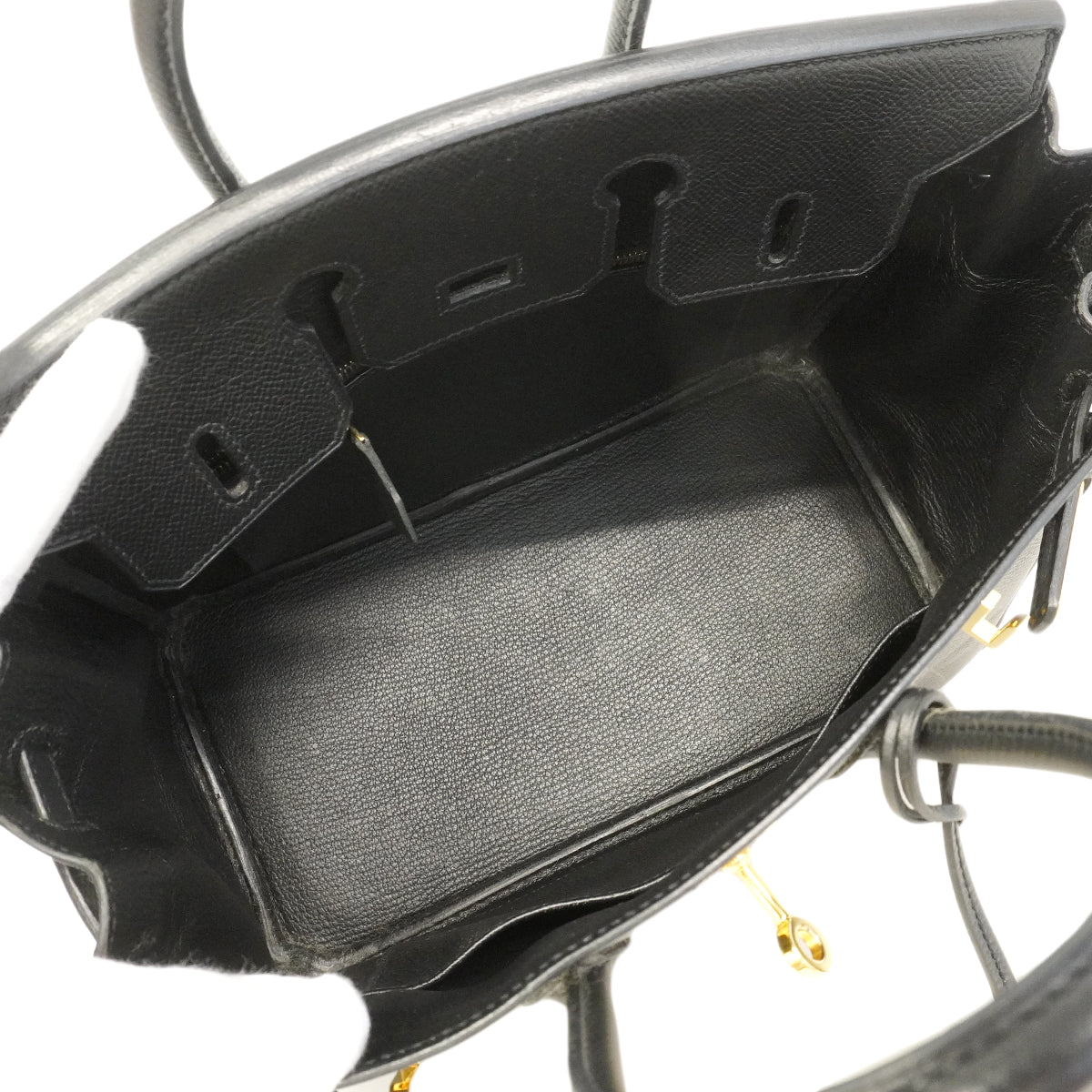 【6gd5308-g】エルメス ハンドバッグ バーキン25 ヴォーエプソン ブラック ゴールド金具 □N刻印【中古】レディース