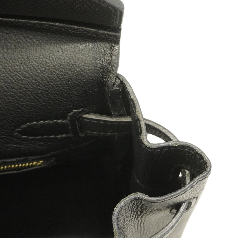 【6gd5308-g】エルメス ハンドバッグ バーキン25 ヴォーエプソン ブラック ゴールド金具 □N刻印【中古】レディース
