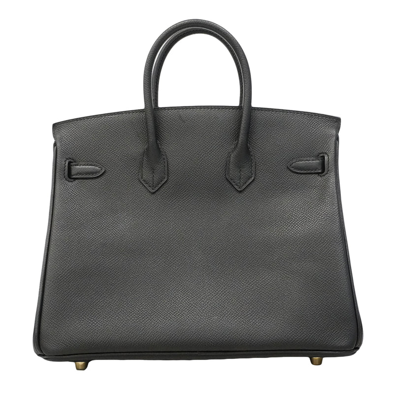 【6gd5308-g】エルメス ハンドバッグ バーキン25 ヴォーエプソン ブラック ゴールド金具 □N刻印【中古】レディース