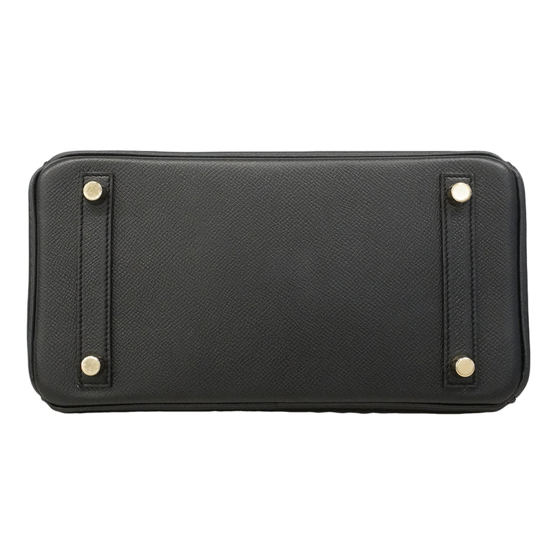 【6gd5308-g】エルメス ハンドバッグ バーキン25 ヴォーエプソン ブラック ゴールド金具 □N刻印【中古】レディース