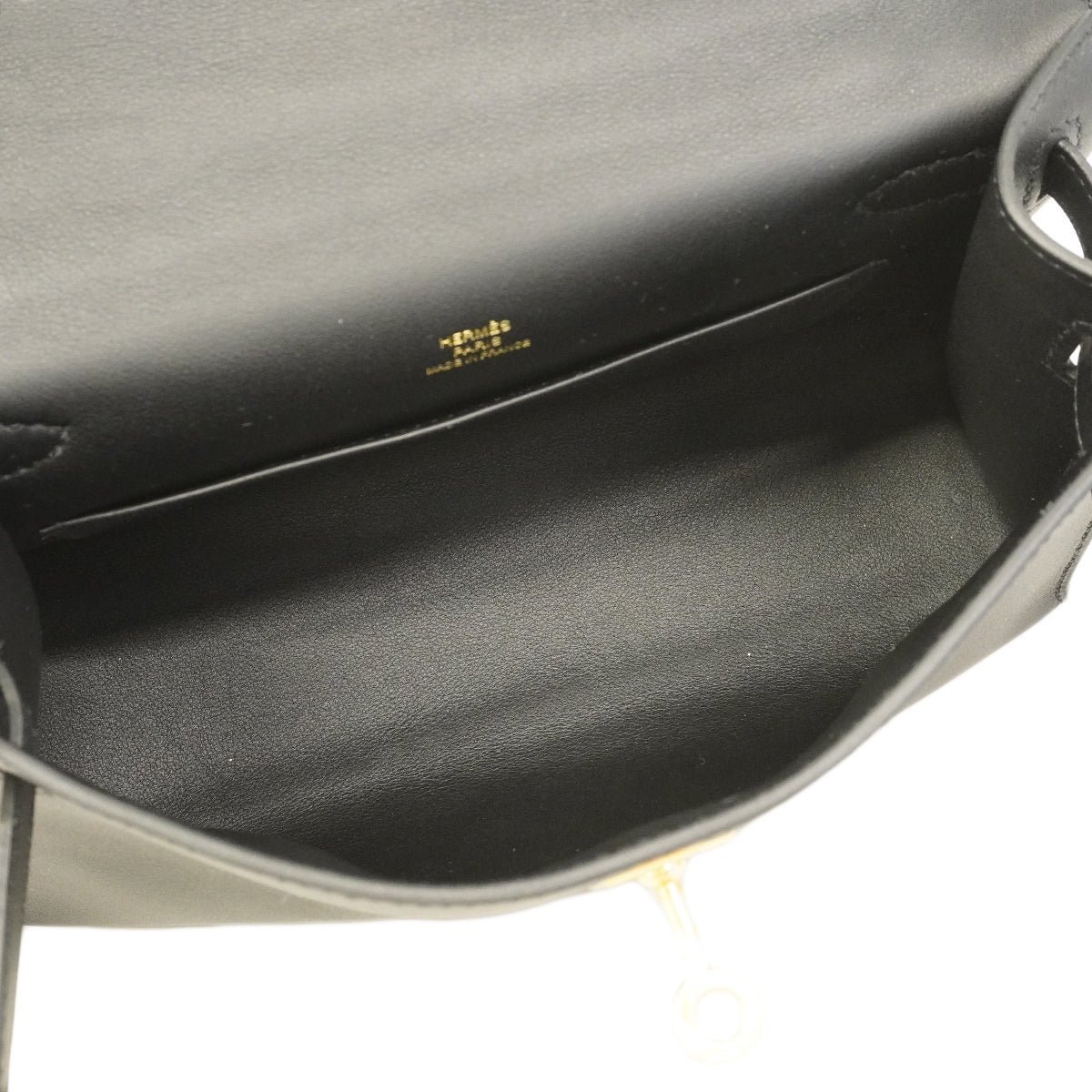 【6gd5310-g】エルメス ハンドバッグ ポシェットケリー スイフト ブラック ゴールド金具 Z刻印【中古】レディース