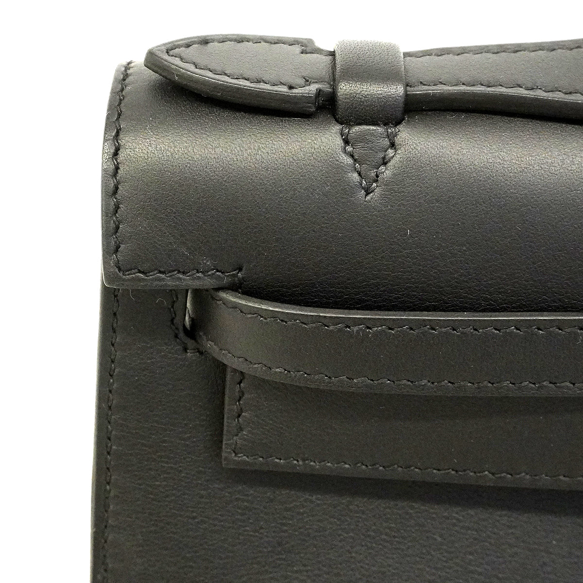 【6gd5310-g】エルメス ハンドバッグ ポシェットケリー スイフト ブラック ゴールド金具 Z刻印【中古】レディース