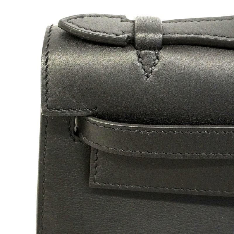 【6gd5310-g】エルメス ハンドバッグ ポシェットケリー スイフト ブラック ゴールド金具 Z刻印【中古】レディース