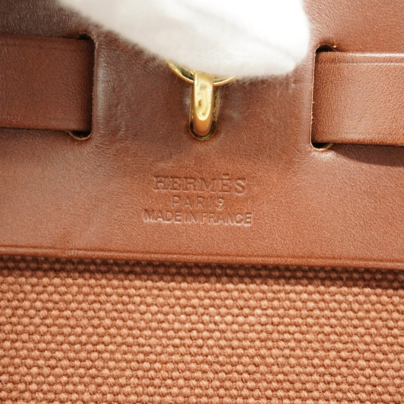 【6gd5314】エルメス ハンドバッグ エールバッグPM トワルアッシュ ブラウン シャンパンゴールド金具 □E刻印 2wayバッグ【中古】レディース