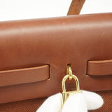 【6gd5314】エルメス ハンドバッグ エールバッグPM トワルアッシュ ブラウン シャンパンゴールド金具 □E刻印 2wayバッグ【中古】レディース
