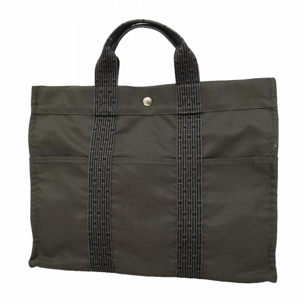 【6gd5315】エルメス トートバッグ エールラインMM キャンバス グレー シルバー金具【中古】メンズ レディース ユニセックス