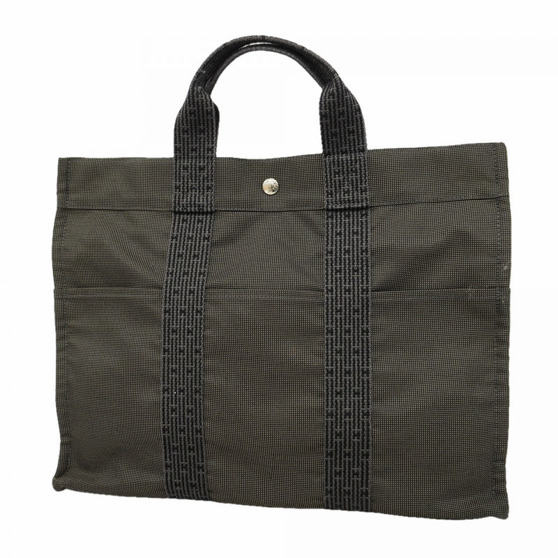 【6gd5315】エルメス トートバッグ エールラインMM キャンバス グレー シルバー金具【中古】メンズ レディース ユニセックス