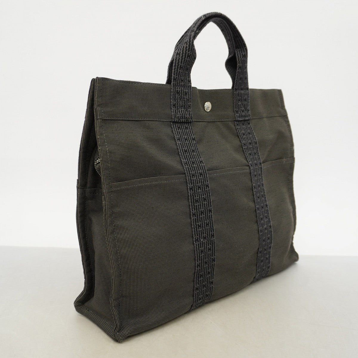 【6gd5315】エルメス トートバッグ エールラインMM キャンバス グレー シルバー金具【中古】メンズ レディース ユニセックス