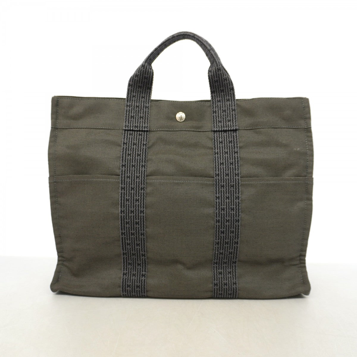 【6gd5315】エルメス トートバッグ エールラインMM キャンバス グレー シルバー金具【中古】メンズ レディース ユニセックス