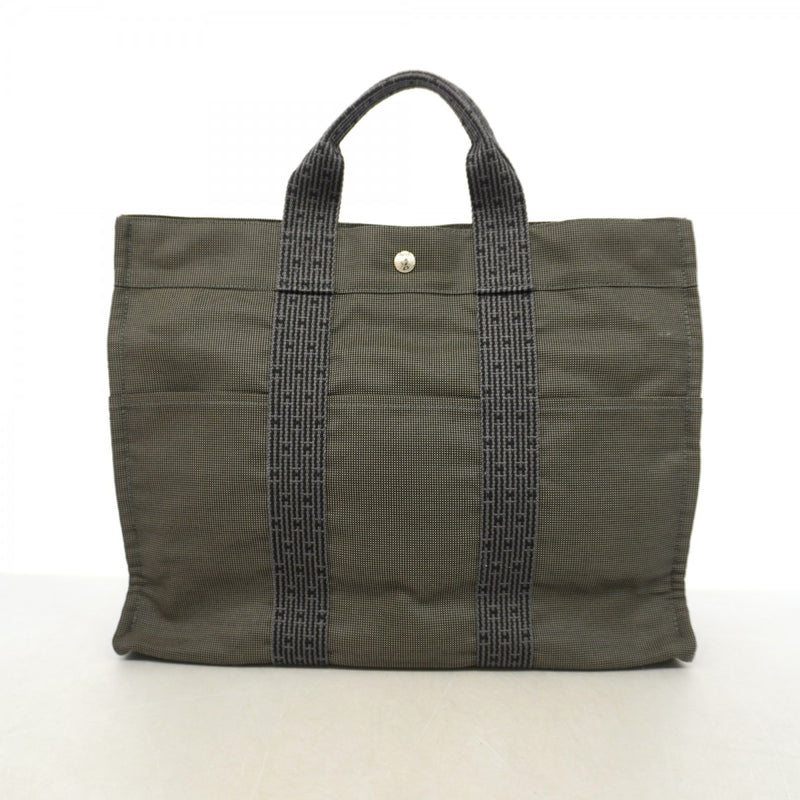 【6gd5315】エルメス トートバッグ エールラインMM キャンバス グレー シルバー金具【中古】メンズ レディース ユニセックス