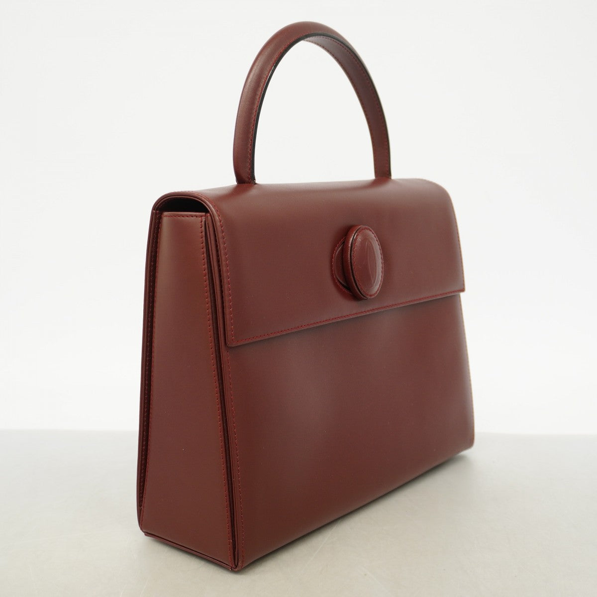 【6gd5316】カルティエ ハンドバッグ マスト レザー ボルドー ゴールド金具【中古】レディース
