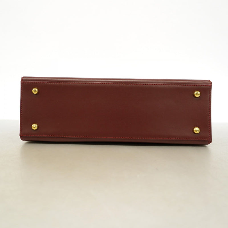 【6gd5316】カルティエ ハンドバッグ マスト レザー ボルドー ゴールド金具【中古】レディース