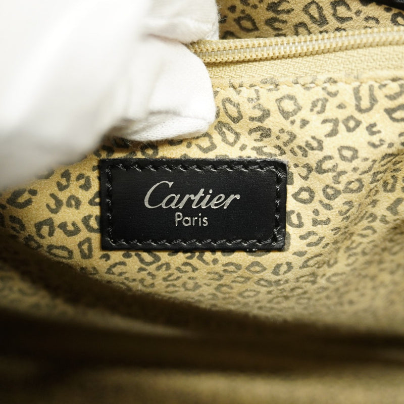 【6gd5317】カルティエ ショルダーバッグ パンテール レザー ブラック シルバー金具【中古】レディース