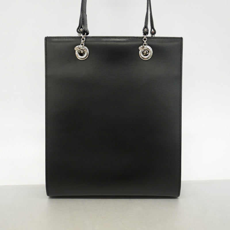【6gd5317】カルティエ ショルダーバッグ パンテール レザー ブラック シルバー金具【中古】レディース