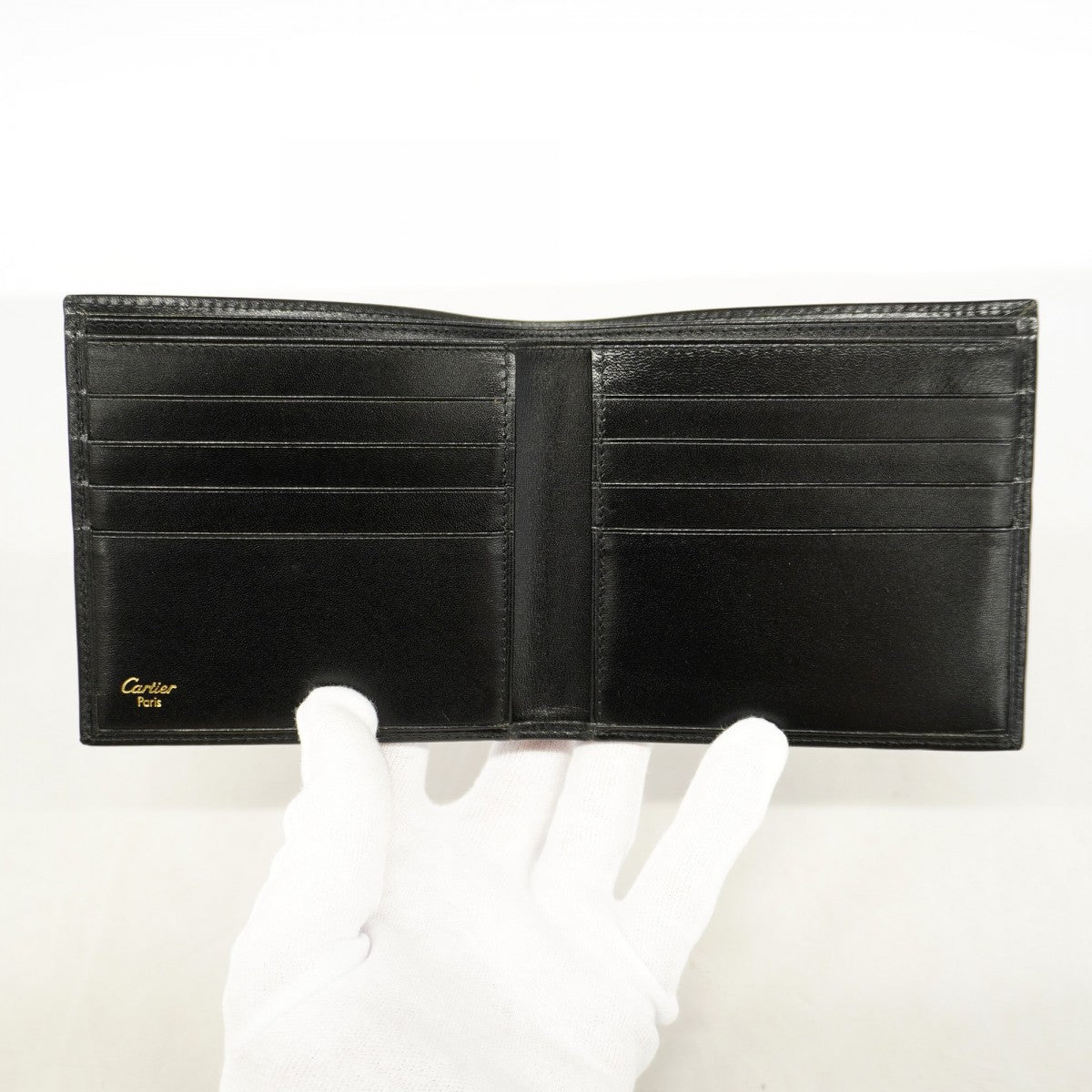 【6gd5318】カルティエ 財布 マスト レザー ブラック ゴールド金具【中古】メンズ