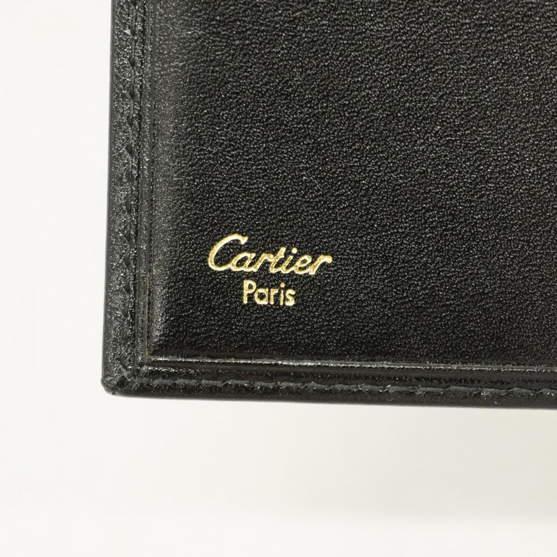 【6gd5318】カルティエ 財布 マスト レザー ブラック ゴールド金具【中古】メンズ
