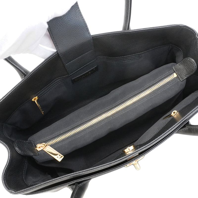 【6gd5325】シャネル トートバッグ エグゼクティブ レザー ブラック ゴールド金具【中古】レディース
