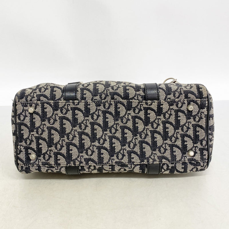 【6gd5329】クリスチャンディオール ハンドバッグ トロッター キャンバス ブラック シルバー金具【中古】レディース