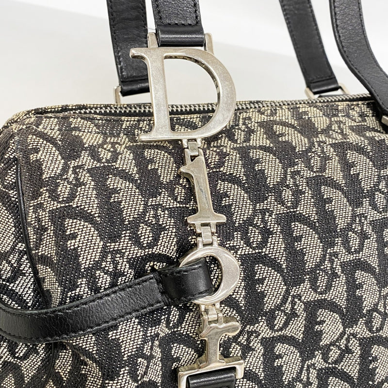 【6gd5329】クリスチャンディオール ハンドバッグ トロッター キャンバス ブラック シルバー金具【中古】レディース