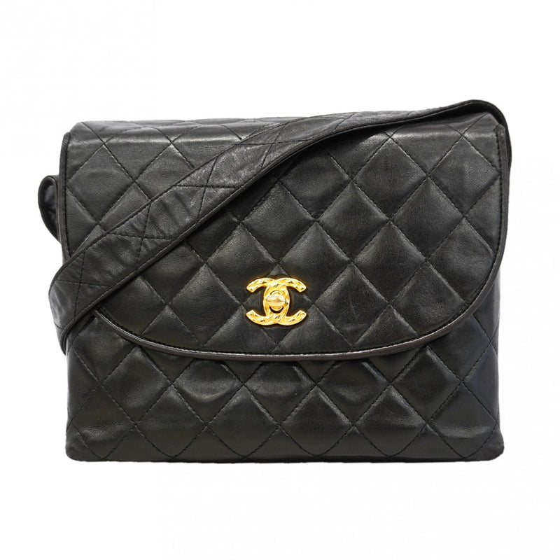 【6gd5340】シャネル ショルダーバッグ マトラッセ ラムスキン ブラック ゴールド金具【中古】レディース