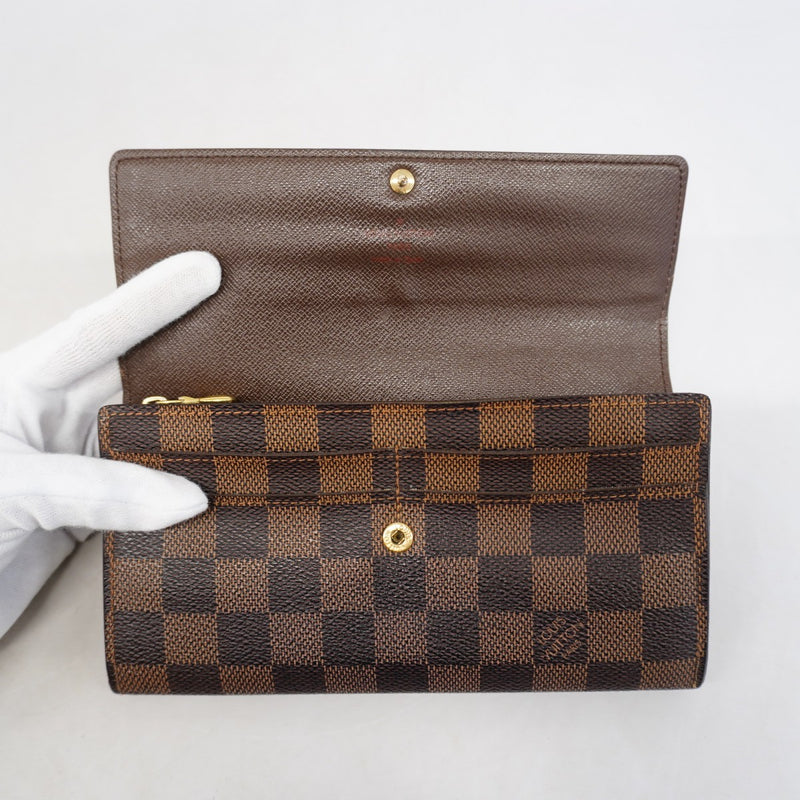 【6gd5347】ルイヴィトン 長財布 ダミエ ポルトフォイユサラ N61734 エベヌ【中古】レディース