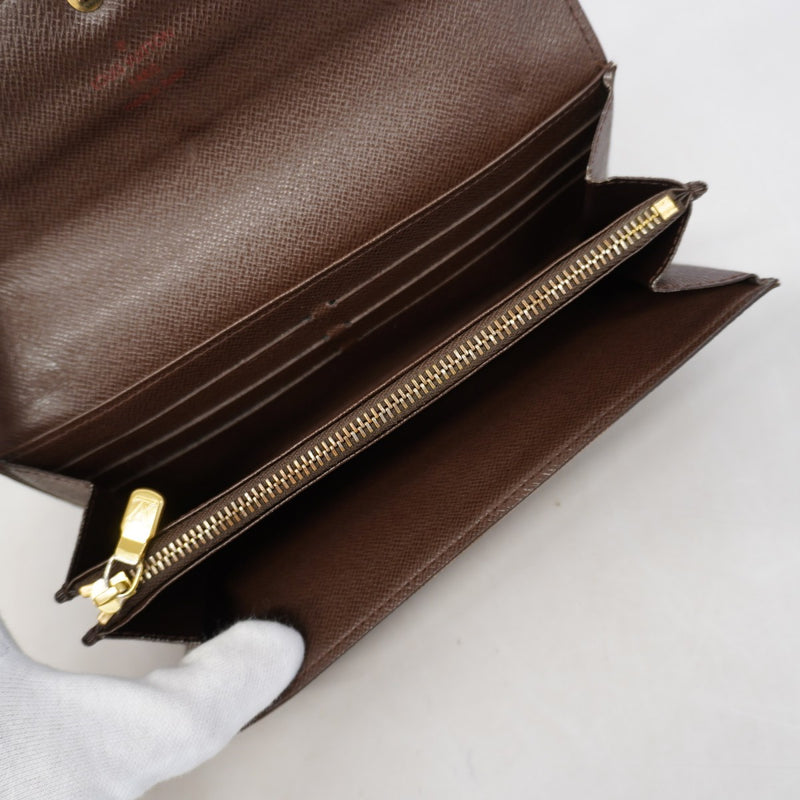 【6gd5347】ルイヴィトン 長財布 ダミエ ポルトフォイユサラ N61734 エベヌ【中古】レディース